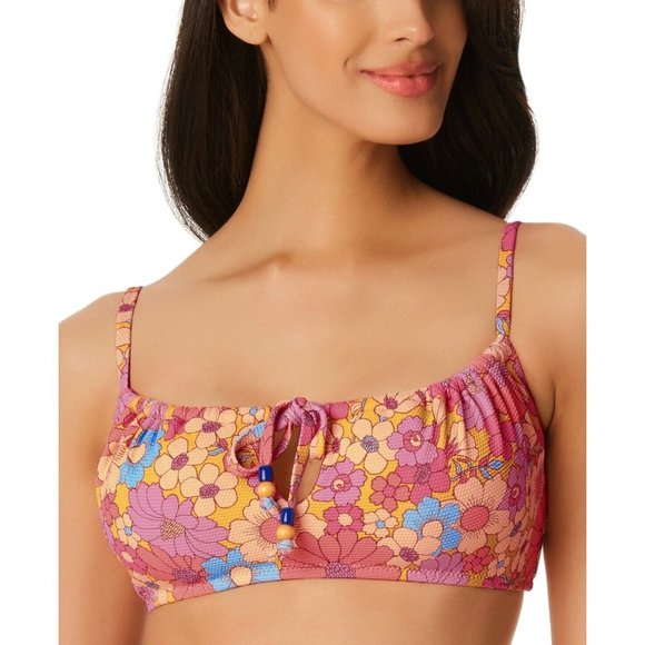 Jessica Simpson FLAX MULTI Floral Rendevous Halter Swim Top main image 1